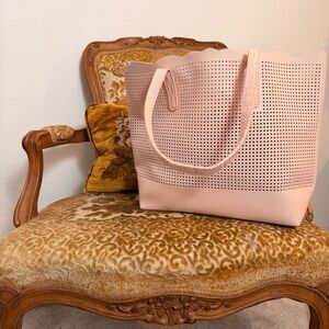 Neiman Marcus Pink Perforated Tote Bag Large Beach Shopper